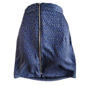 JAPONICA Womens Skirt SZ M Blue‎ Geometric Design Zipper Pockets Knit